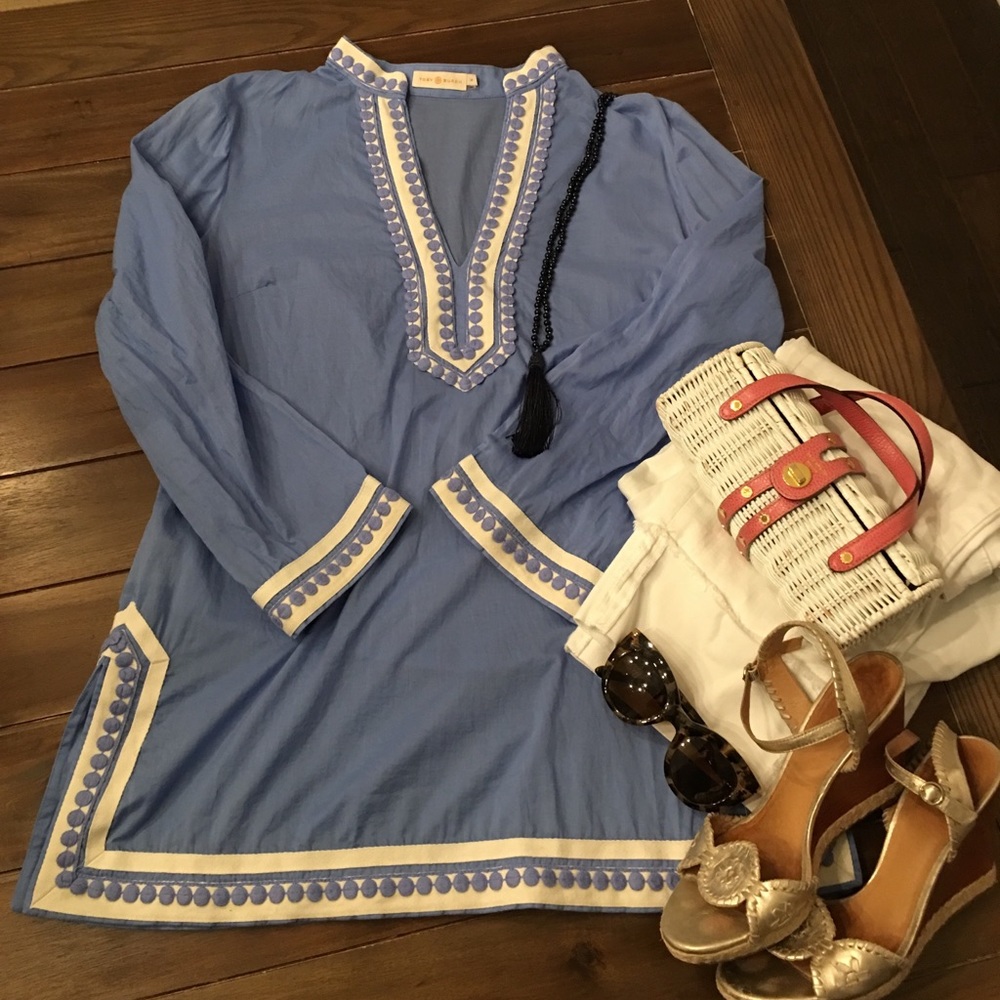 Tory Burch Tunic Blue & White Size 14